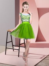 Amazing A-line Wedding Guest Dresses Bateau Tulle Sleeveless Mini Length Zipper