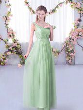 New Style V-neck Sleeveless Tulle Wedding Party Dress Lace and Belt Side Zipper