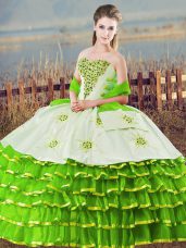 Sleeveless Lace Up Floor Length Beading and Ruffled Layers Ball Gown Prom Dress
