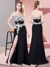 Column/Sheath Dress for Prom Black Sweetheart Chiffon Sleeveless Floor Length Zipper