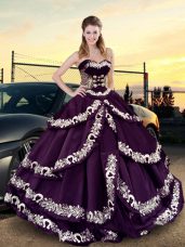 Custom Design Floor Length Ball Gowns Sleeveless Purple 15th Birthday Dress Lace Up