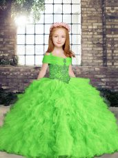 Floor Length Ball Gowns Sleeveless Little Girls Pageant Dress Lace Up