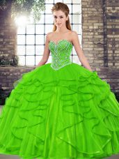 Lace Up Sweet 16 Dress Beading and Ruffles Sleeveless Floor Length