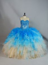 Low Price Sleeveless Appliques and Ruffles Lace Up Ball Gown Prom Dress