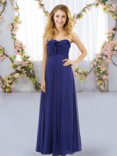 Royal Blue Empire Ruffles Quinceanera Court of Honor Dress Lace Up Chiffon Sleeveless Floor Length