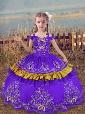 Sleeveless Beading and Embroidery Lace Up Kids Formal Wear