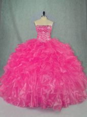 Sleeveless Beading and Ruffles Lace Up Sweet 16 Quinceanera Dress