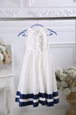 White Zipper Scoop Ruffles Toddler Flower Girl Dress Satin Sleeveless