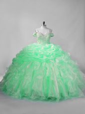 Apple Green Sweet 16 Dress For with Beading and Pick Ups Straps Sleeveless Lace Up