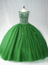 Tulle Sleeveless Vestidos de Quinceanera Brush Train and Beading