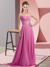 Fancy Sweetheart Sleeveless Lace Up Prom Party Dress Lilac Chiffon