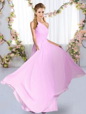 Lilac Damas Dress Wedding Party with Ruching One Shoulder Sleeveless Lace Up
