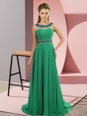 Free and Easy Sleeveless Brush Train Beading Zipper Prom Dresses