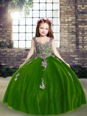 Modern Purple Ball Gowns Appliques Pageant Dresses Lace Up Tulle Sleeveless Floor Length