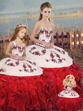 Exceptional Organza Sleeveless Floor Length Sweet 16 Quinceanera Dress and Embroidery and Ruffles and Bowknot