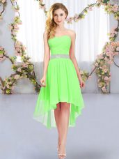 Empire Sweetheart Sleeveless Chiffon High Low Lace Up Belt Dama Dress