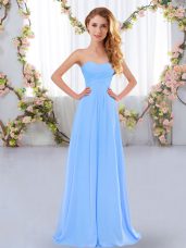 Floor Length Empire Sleeveless Aqua Blue Quinceanera Dama Dress Lace Up