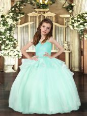 Sleeveless Beading Lace Up Little Girls Pageant Gowns