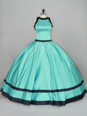 Fabulous Aqua Blue Scoop Neckline Ruching Sweet 16 Dress Sleeveless Zipper
