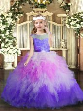 Multi-color Sleeveless Tulle Backless Little Girls Pageant Gowns for Party and Wedding Party