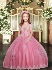 Perfect Sleeveless Appliques Lace Up Child Pageant Dress