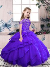 Pretty Floor Length Ball Gowns Sleeveless Purple Pageant Dresses Lace Up