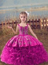 Cheap Fabric With Rolling Flowers Sleeveless Pageant Dresses Sweep Train and Embroidery