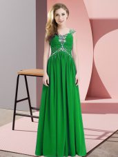 Nice Cap Sleeves Floor Length Beading Prom Dress