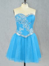Aqua Blue Sweetheart Neckline Beading Cocktail Dresses Sleeveless Lace Up