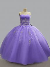 Hot Selling Lavender Organza Lace Up Sweetheart Sleeveless Floor Length Vestidos de Quinceanera Beading