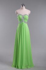 Low Price Sleeveless Floor Length Beading and Ruching Zipper Prom Evening Gown with