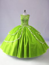Sleeveless Zipper Floor Length Beading and Appliques Sweet 16 Dress