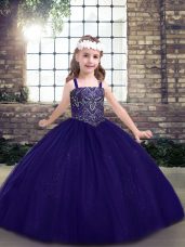Hot Selling Straps Sleeveless Tulle Kids Formal Wear Beading Lace Up