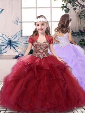 Attractive Sleeveless Beading Lace Up Kids Formal Wear