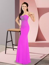 Floor Length Column/Sheath Sleeveless Fuchsia Evening Dress Zipper