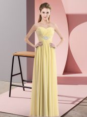 Empire Evening Dress Yellow Sweetheart Chiffon Sleeveless Floor Length Zipper