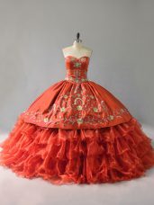 Gorgeous Sleeveless Lace Up Floor Length Embroidery and Ruffles Quinceanera Gown