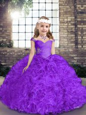 Sleeveless Beading Lace Up Kids Pageant Dress