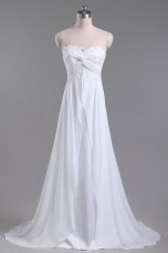 Fine Sleeveless Brush Train Lace Up Beading and Lace Wedding Gowns