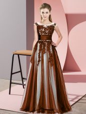 Floor Length Empire Sleeveless Brown Quinceanera Court Dresses Zipper