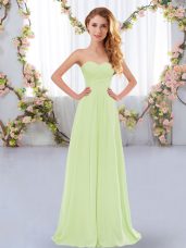 Free and Easy Yellow Green Dama Dress for Quinceanera Wedding Party with Ruching Sweetheart Sleeveless Lace Up