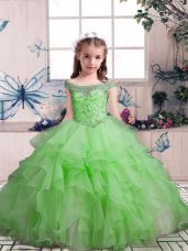 Scoop Neckline Beading and Ruffles Pageant Gowns Sleeveless Lace Up