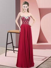 Clearance Floor Length Wine Red Prom Gown Sweetheart Sleeveless Zipper