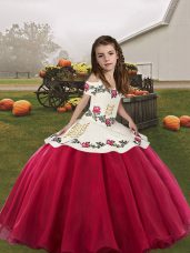 Latest Sleeveless Embroidery Lace Up Little Girls Pageant Dress Wholesale