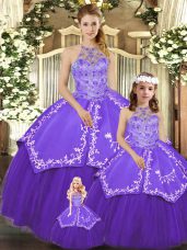 Sleeveless Lace Up Floor Length Beading and Embroidery Quinceanera Gowns