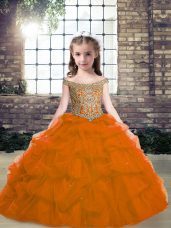 Lovely Sleeveless Lace Up Floor Length Beading Little Girls Pageant Dress Wholesale
