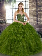 Organza Sleeveless Floor Length Sweet 16 Quinceanera Dress and Beading and Ruffles
