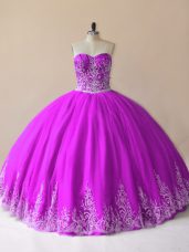 Sleeveless Lace Up Floor Length Embroidery Sweet 16 Quinceanera Dress