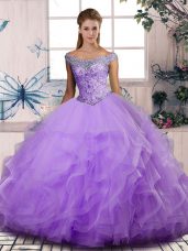 Sleeveless Beading and Ruffles Lace Up Quinceanera Dress