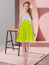 High Quality Sleeveless Side Zipper Mini Length Beading Bridesmaid Dress